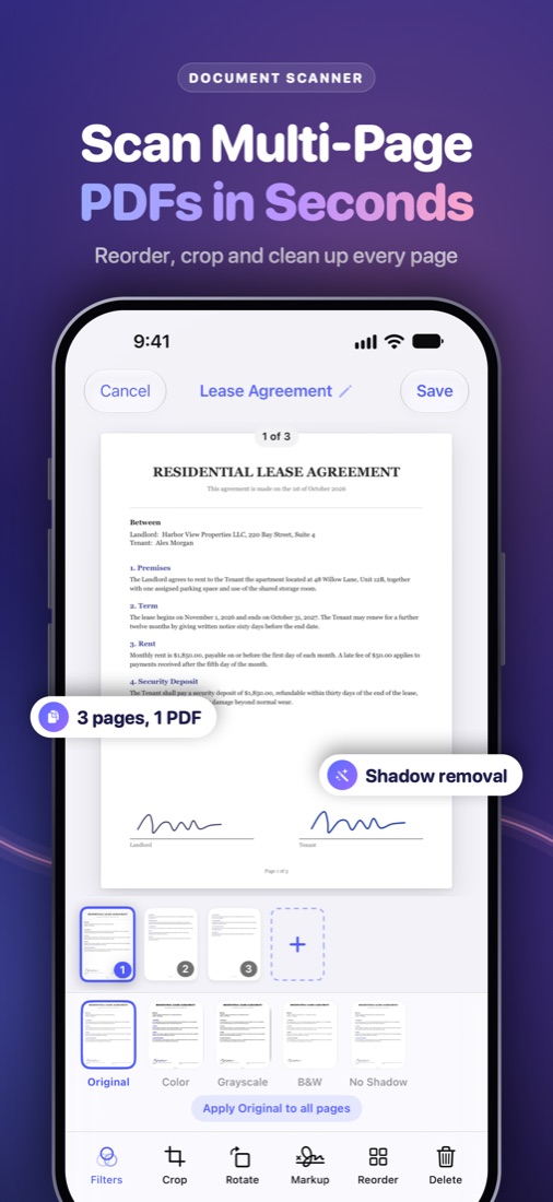 Scan multi-page PDFs in seconds